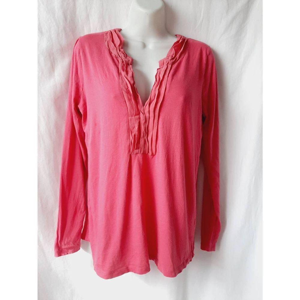 J. Crew pink v neck long sleeve medium blouse